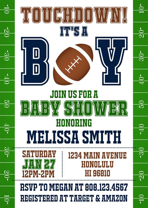 Football Baby Shower Invitation Sports Baby Shower Invitation | Etsy ...