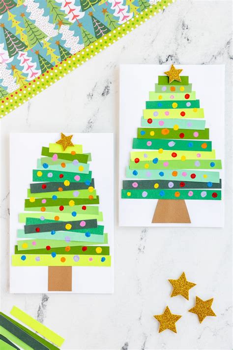 Paper Strip Christmas Tree Card for Kids - Made To Be A Momma