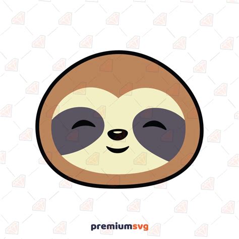 Cute Sloth Face SVG, Layered Sloth Face Clipart | PremiumSVG