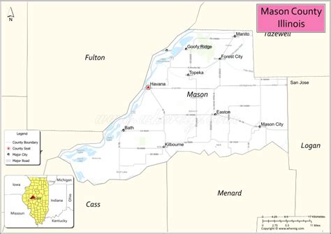 Mason County Map, Illinois - Where is Located, Cities, Population ...