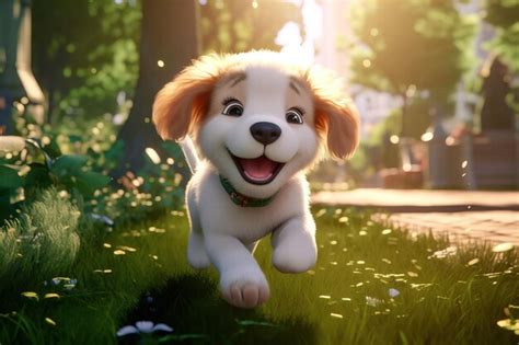 Premium AI Image | cute puppy playing park sunlight