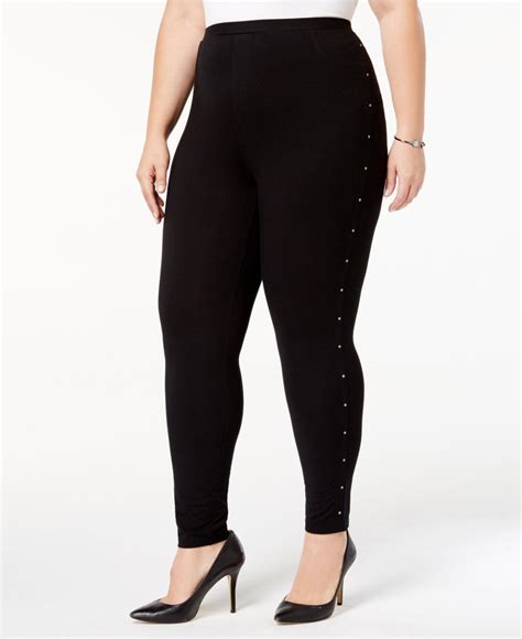 Style & Co. Cotton Plus Size Studded Leggings in Deep Black (Black) - Lyst