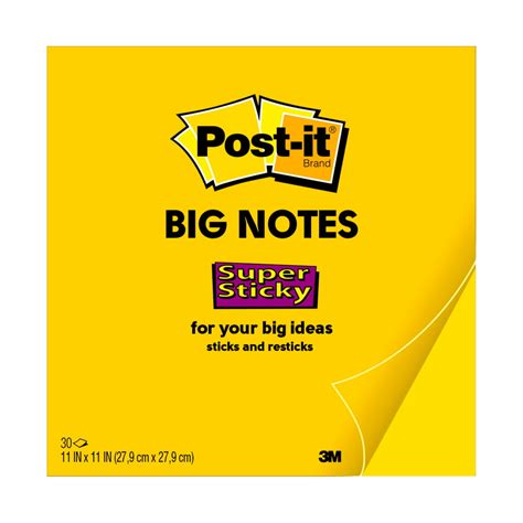 Post-it Super Sticky Big Notes, 11 in x 11 in, Bright Yellow - Walmart.com - Walmart.com