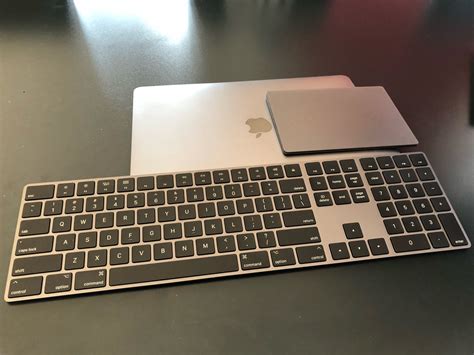 Space grey magic keyboard and trackpad next to my space grey MBP : apple