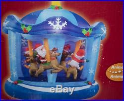 Christmas Inflatable Animated Carousel 8′ Holiday Home Accents Santa 209751 – Christmas Decor World