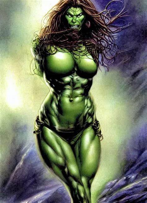 jessica biel as she - hulk. green skinned, muscular, | Stable Diffusion