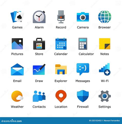 windows 11 icons pack. microsoft inspired desktop icon. computer ui ...