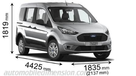 Dimensions of Ford cars showing length, width and height