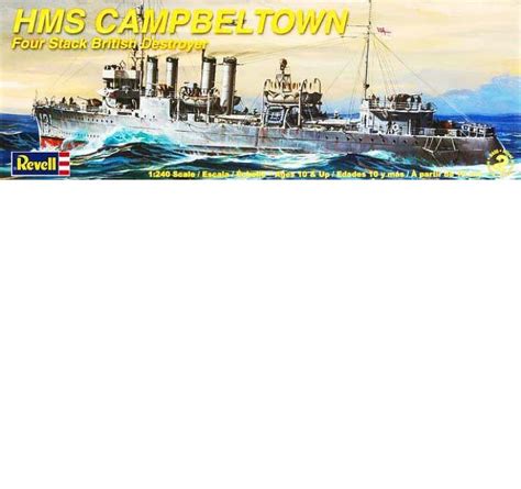 Revell British HMS Campbeltown 4 Stack Destroyer Ship 1/240 Model Kit ...