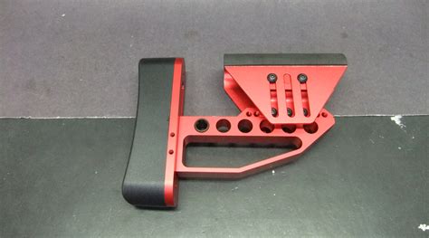 AR15 AR10 Tactical Red Aluminum Skeleton Minimalist Adjustable Butt ...