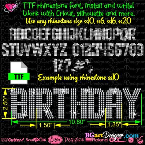 BGART8 Fonts Alphabet Rhinestone Bling Letters Ttf for - Etsy