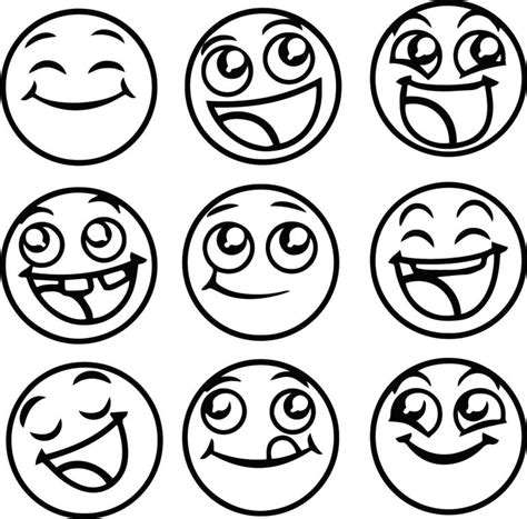 Get This Emoji Coloring Pages Black and White Various Happy Faces