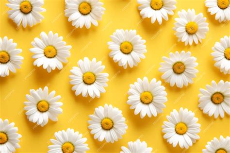 Premium AI Image | A yellow background with daisies on it