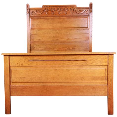 Antique Carved Oak Full Size Bed Frame, circa 1900 at 1stDibs | 1900 bed frame