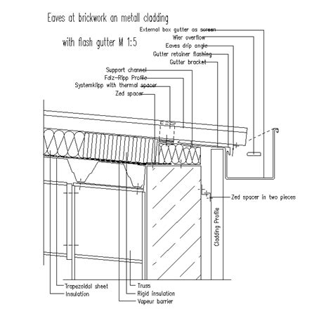 Slop Roof With Gutter Drain Section CAD Free Download DWG File - Cadbull