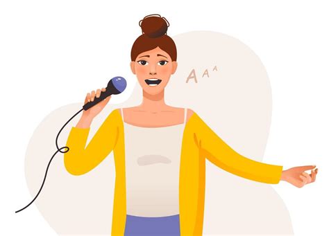 Girl Singing Into Microphone Clipart