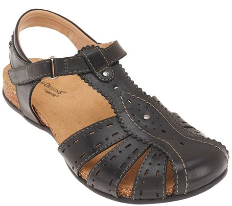 Earth Origins Leather Closed Toe Sandals w/ Adj. Strap - Tia — QVC.com