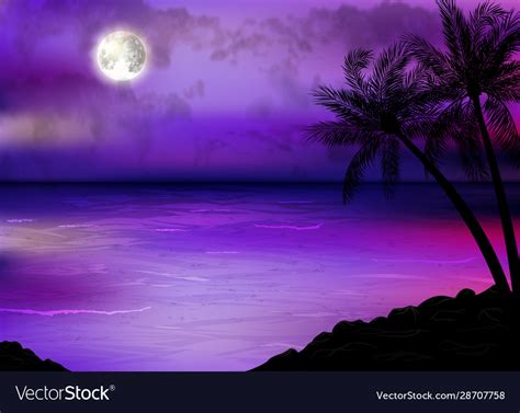 Tropical beach at night Royalty Free Vector Image