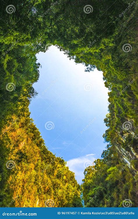 View on a Sky from Blue Lagoon in Krabi, Thailand. Stock Image - Image of background, rainforest ...