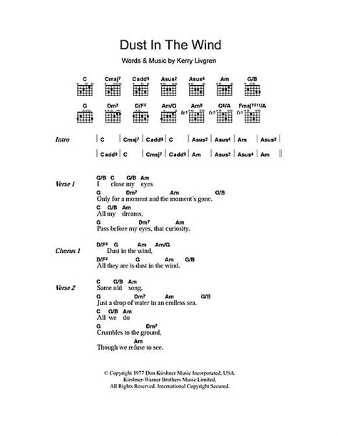 Dust in the wind chords | Lyrics and chords, Song lyrics and chords, Music theory guitar