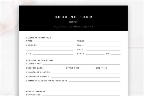 Photography Booking Form Template | Stationery Templates ~ Creative Market