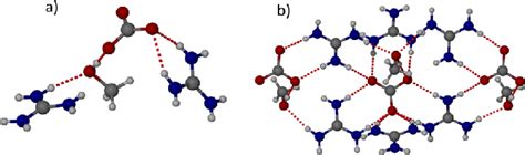 X-ray crystal structure of guanidinium carbonate methanol solvate. (a)... | Download Scientific ...