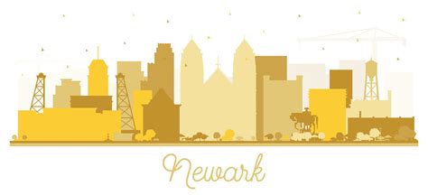 Newark New Jersey City Skyline Silhouette with Golden Buildings Isolated on White. 17797588 ...