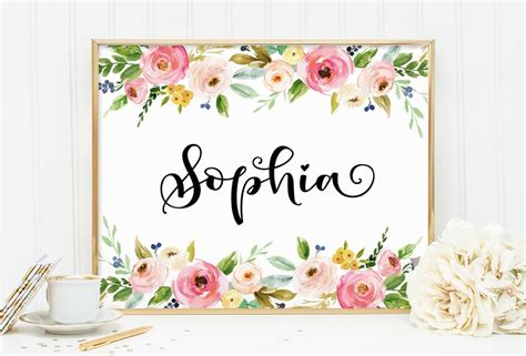 Nursery Name Decor Baby Girl Name Sophia Name Name Girls | Etsy