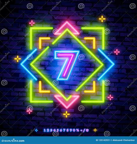 Number Seven Symbol Neon Sign Vector. Seventh, Number Seven Template Neon Icon, Light Banner ...