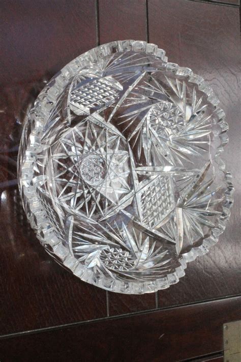 Brilliant Cut Glass Crystal Bowl Pinwheel and Fan Pattern with