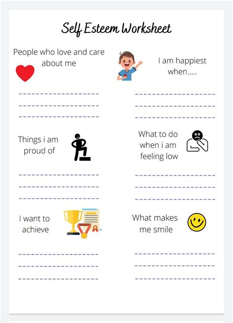 Self Esteem Gratitude Worksheet Children Mental Health - Etsy