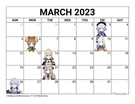 Decided to make a calendar for every character's birthday : r/Genshin ...