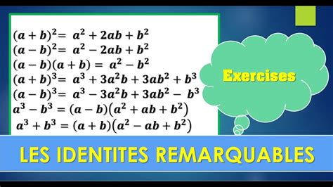 LES IDENTITES REMARQUABLES - EXERCICES RESOLUS - YouTube