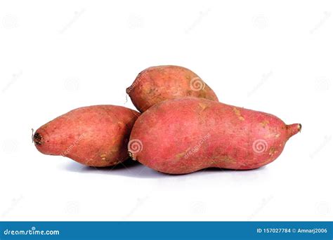 Fresh Sweet Potato Tubers on White Stock Photo - Image of pink, fresh ...