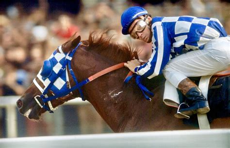 American thoroughbred Secretariat and Ron Turcotte at the 1973 Belmont Stakes. He won by 31 ...