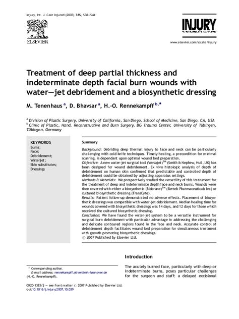 (PDF) Treatment of deep partial thickness and indeterminate depth ...