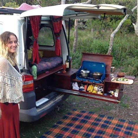 This simple campervan kitchen pulls out of the back hatch of a van Suv ...