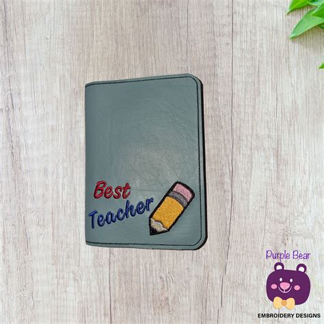 Best Teacher A6 Book Cover | Purple Bear Embroidery Designs