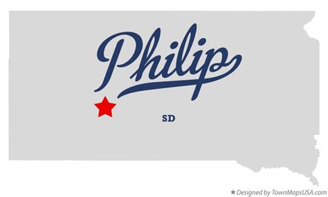 Map of Philip, SD, South Dakota