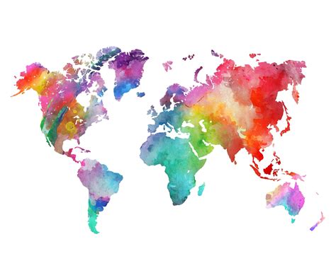 Image Of A Colorful World Map Isolated On A White Bac - vrogue.co