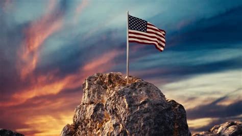 Waving American Flag On Rocky Landscape, Motion Graphics | VideoHive