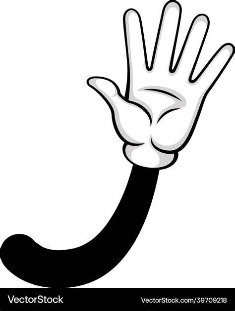 Wave hand cartoon black white clip art Royalty Free Vector