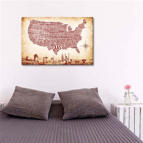 Rustic USA Map Masterpiece Multi Panel Canvas Wall Art | ElephantStock