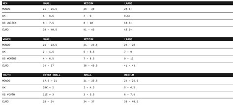 Union Snowboard Bindings Size Chart