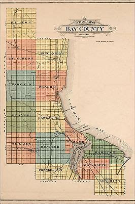 Poster, Many Sizes; Map Of Bay County Michigan Bay City 1916 | eBay