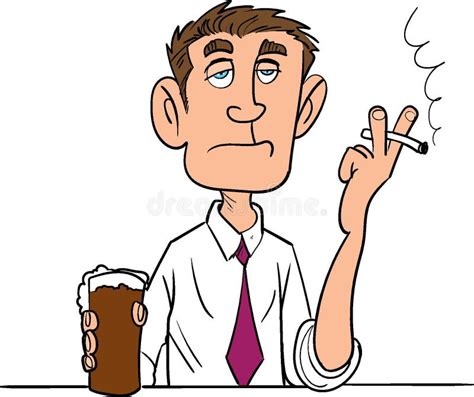 Cartoon Man Smoking With A Beer Stock Illustration - Image: 48496436