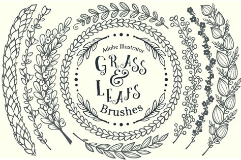 Grass&Leafs AdobeIllustrator brushes | Brushes ~ Creative Market