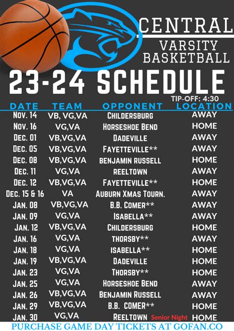 Basketball Schedule – The Coosa County News