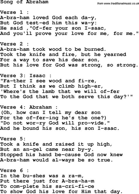 Christian Childrens Song: Song Of Abraham Lyrics