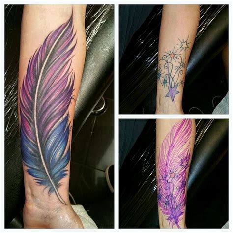 My first cover up tattoo #stars #freehandfeathertattoo #adrenalinetattoostudio #jayhutton